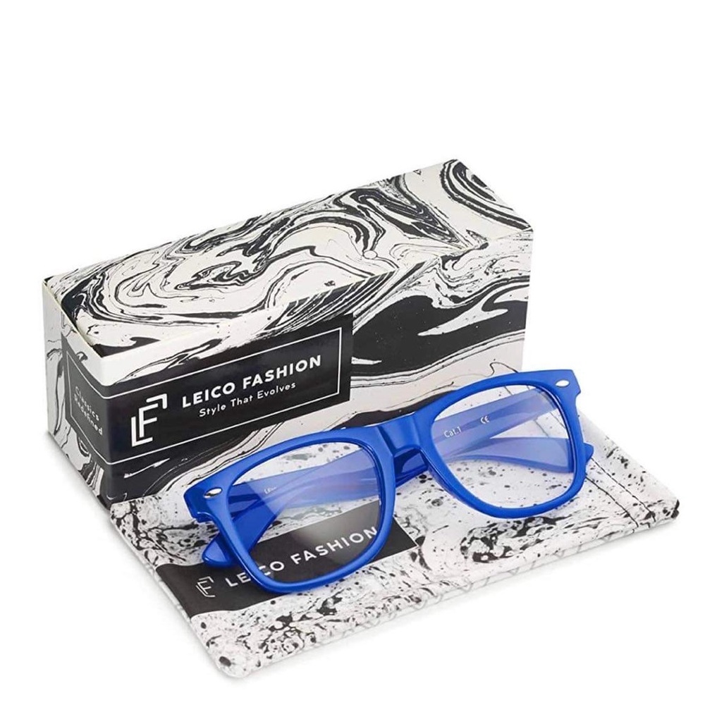 Glasses nerdy retro blue non-prescription